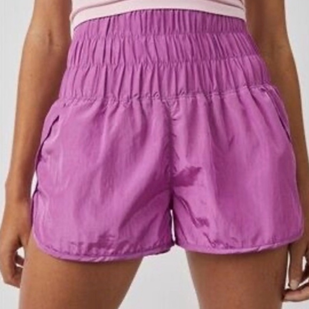 Free People Movement High-Waist Elastic Purple Workout Shorts, Size Small